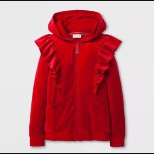 Cat & Jack Velour Full Zip Hoodie Red